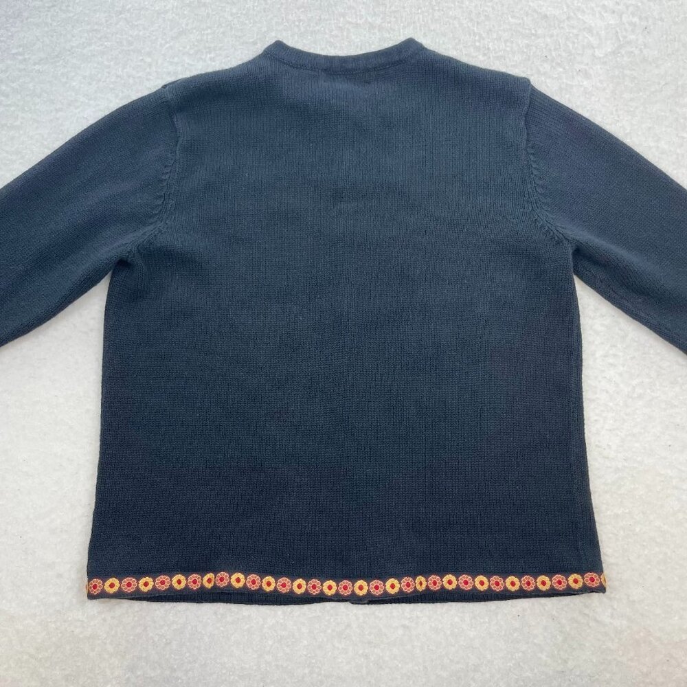 Vintage Bechamel Women's Black Floral Embroided Knit Sweater Size Medium - Picture 3 of 5